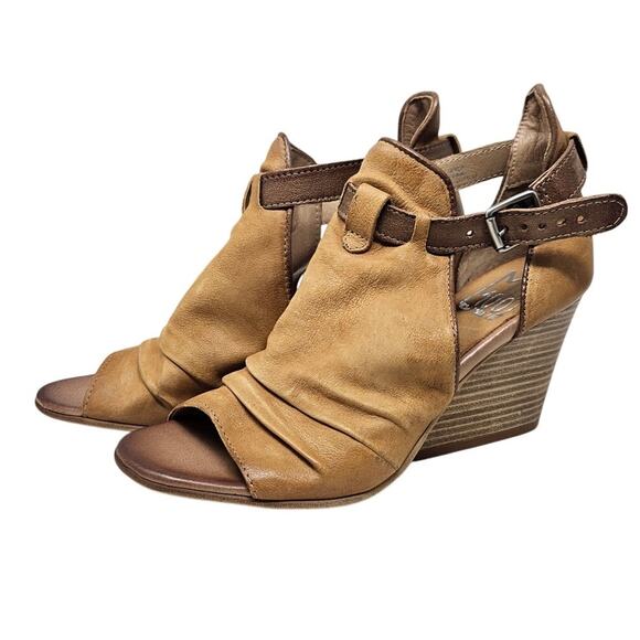 Miz Mooz 39 Brown Leather Kismet Sandal Wedge Boho Western Steampunk Casual - Picture 1 of 5